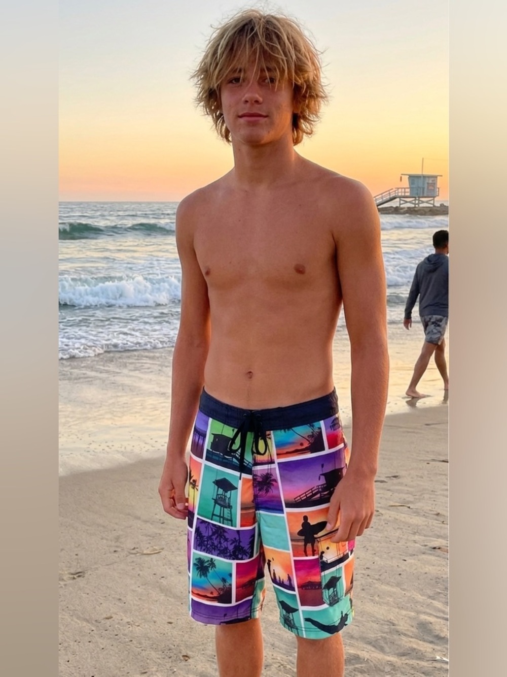 US Apparel men’s swimming trunks with bright surfing pattern shorts Size…